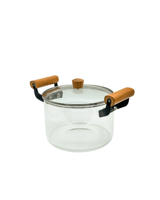 Olla de Vidrio con Mango de Madera - 2lts